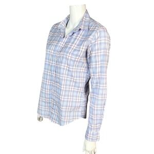 Frank & Eileen Shirt Womens Small Barry Plaid Button Down Shirt Blue Pink Cotton